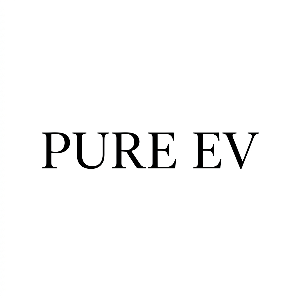 PURE EV text on a white background